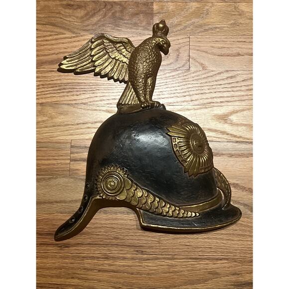 RARE 1870 PRUSSIAN HELMET CAST METAL WALL HANGING SEXTON 1968 USA 12 3/4" VTG - Picture 7 of 10